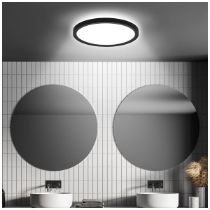 Luminaire de salle de bain LED Briloner noir avec détecteur de mouvement, 15W, pour un éclairage optimal.