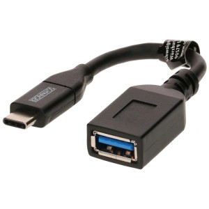 Cavo di connessione USB 3.1 nero (0,15 m) con connettore USB-C e presa USB-A per computer e multimedia.