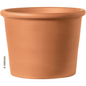 Vaso per piante cilindrico Bordato Deroma rosso, 33 cm, in terracotta per il giardino.