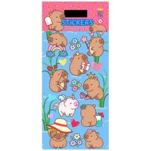 Puffy Sticker mit Capybara Motiven, 8,5x19,5cm, für Kinderzimmer und Bastelprojekte.