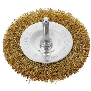 Spazzola a disco in ottone LUX-TOOLS, Ø 75 mm, per trapani, per rimuovere ruggine e pulire.