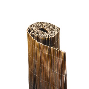 Tapis de saule Champagne enroulé, 180x300 cm, pour balcon et jardin comme brise-vue.