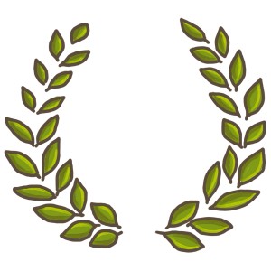 Illustration d'une couronne de laurier avec des feuilles vertes.