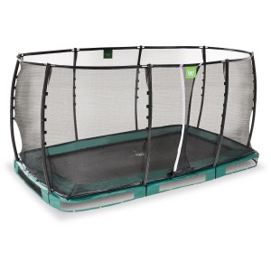 Trampolino interrato verde EXIT Allure Premium 244x427 cm con rete di sicurezza.