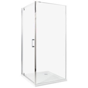 Beliani Cabine de douche Darli en verre transparent et argenté 185 x 90 x 90 cm