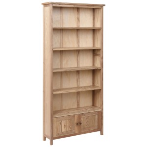 Bibliothèque Beliani Salton, 179 cm, bois de sassafras brun veiné, 5 étagères ouvertes, 2 portes.