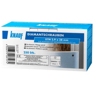Viti Knauf Diamant XTN 3,9x38mm, 250 pezzi, per cartongesso su profili metallici fino a 0,7mm.