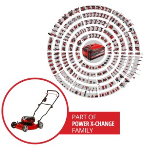 Tondeuse à batterie Einhell GE-CM 36/48 Li M-Solo, rouge, faisant partie de la famille Power X-Change.