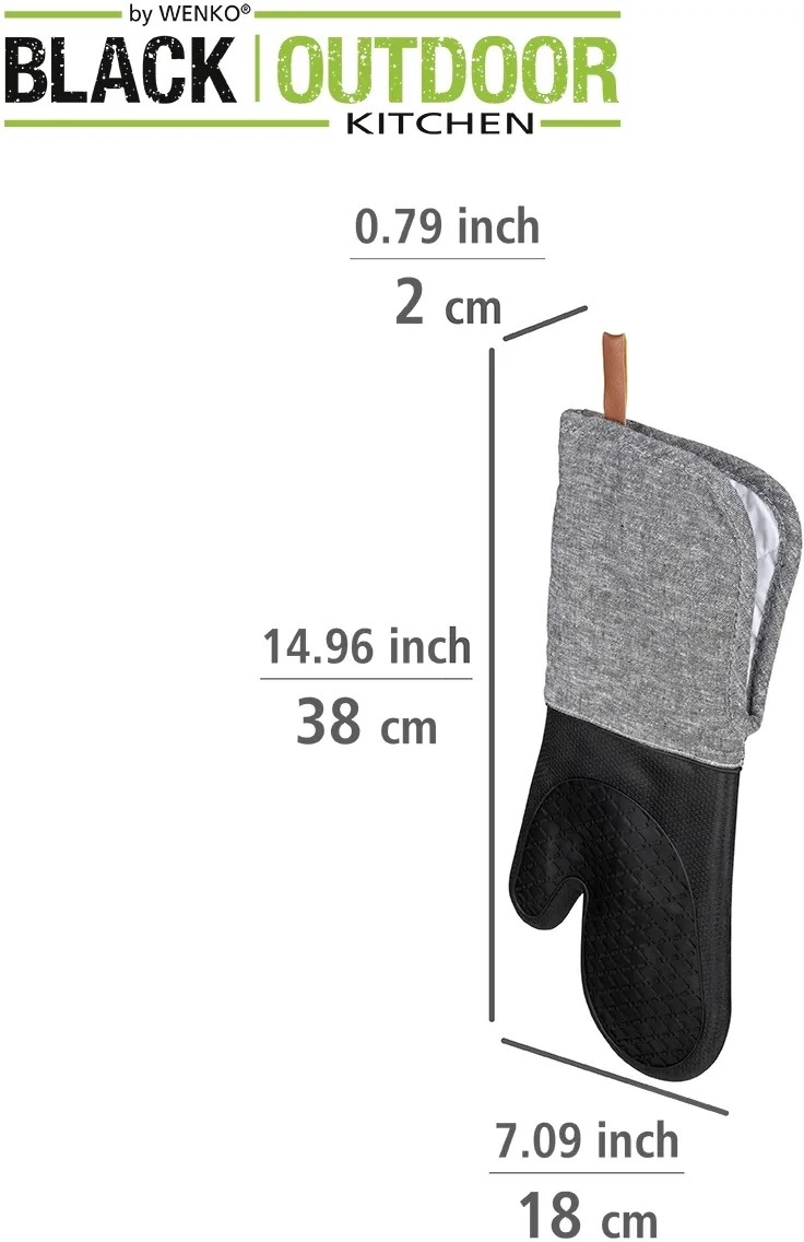 WENKO Topfhandschuhe Ada, 2er Set – Mit Silikon-Handflächen, Extra Langem Schaft, Leicht Zu Reinigen
