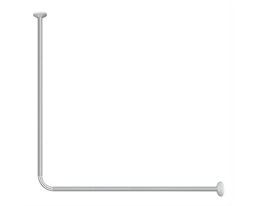 Barra Per Tenda Doccia Angolare Da Fissare In Acciaio Inox SLIM 170x75cm Staffa A Soffitto E Anelli Per Tenda Inclusi
