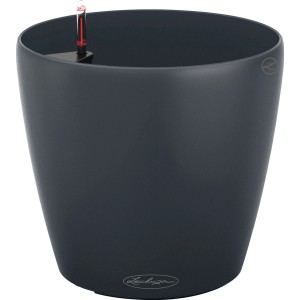 Pot de fleurs Lechuza Classico Color 18 en gris ardoise, Ø 18 cm, avec système d'arrosage.