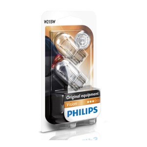 Lampada Philips Vision W21/5W in vetro, set da 2 per auto e moto.