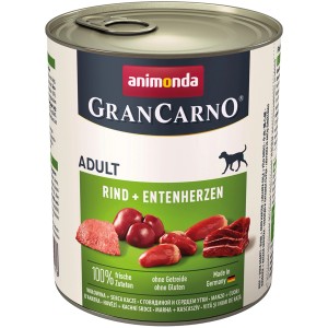 Gran Carno alimento umido per cani Original Adult con manzo e cuori d'anatra, lattina da 800g.