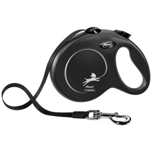 Guinzaglio avvolgibile nero Trixie Flexi New Classic, taglia L, lunghezza 5 m.