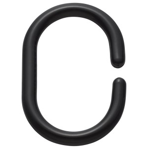 Schwarzer Duschvorhangring Basic von Diaqua® für Duschstangen, aus Polypropylen.