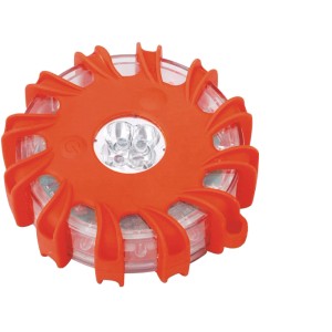 LED-Magnet-Warnblinkleuchte, rot, mit 12 LEDs und 9 Blinkfunktionen zur Verkehrssicherung.