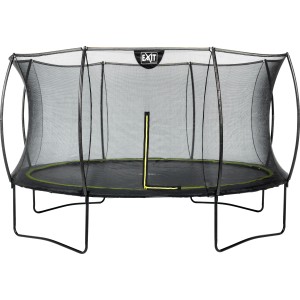 Trampolino EXIT Silhouette nero D366cm con rete di sicurezza per il giardino.