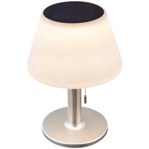 Globo LED-Solar-Tischleuchte mit Zugschalter, Edelstahl-Optik, warmweißes Licht.