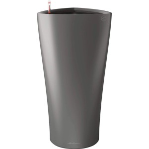 Pot de fleurs Lechuza Delta Premium, Ø 30 cm, hauteur 56 cm, anthracite métallisé, pour intérieur et extérieur.