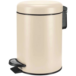 Cestino a pedale Kleine Wolke One in metallo color crema per il bagno.