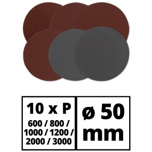 Einhell Set de papier abrasif métal, Ø 50mm, grains assortis pour meuleuse d'angle pneumatique.