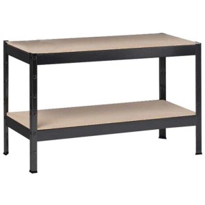 Étagère de base noire M avec 2 tablettes en bois, 43x100x40 cm, idéale pour les étagères.