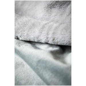 Primo piano della coperta grigia Coste (130x180 cm) con superficie vellutata.