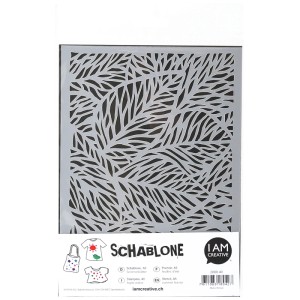 Stencil A5 I Am Creative con motivo foglie estive per progetti creativi.
