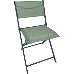 Sedia pieghevole da giardino Toconao in acciaio antracite-verde, ideale per terrazza e balcone.
