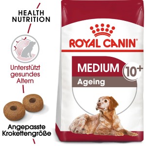 Royal Canin Medium Ageing 10+ alimento secco per cani anziani di taglia media, confezione da 3 kg.