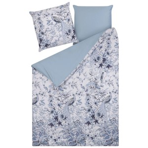 Set biancheria da letto Ballard con motivo floreale bianco-blu, matrimoniale (155x200 cm) con federe.