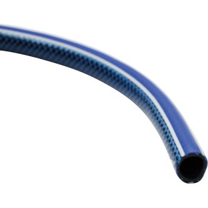 Tubo da giardino LUX blu, diametro 13 mm, lunghezza 30 m, con striscia bianca.