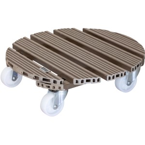 Wagner WPC sottovaso con ruote, Ø 38,5 cm, color tortora, con 4 ruote, per interni ed esterni.