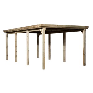 Carport Weka a tetto piatto 617 Gr.2 con tetto in PVC, struttura in legno per 1 auto.