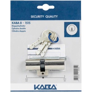 Cylindre double Kaba 8/1515 avec 3 clés, adapté aux portes d'entrée.