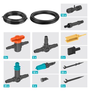 Gardena Micro-Drip-System: Set irrigazione a goccia per terrazza con accessori per 30 piante.