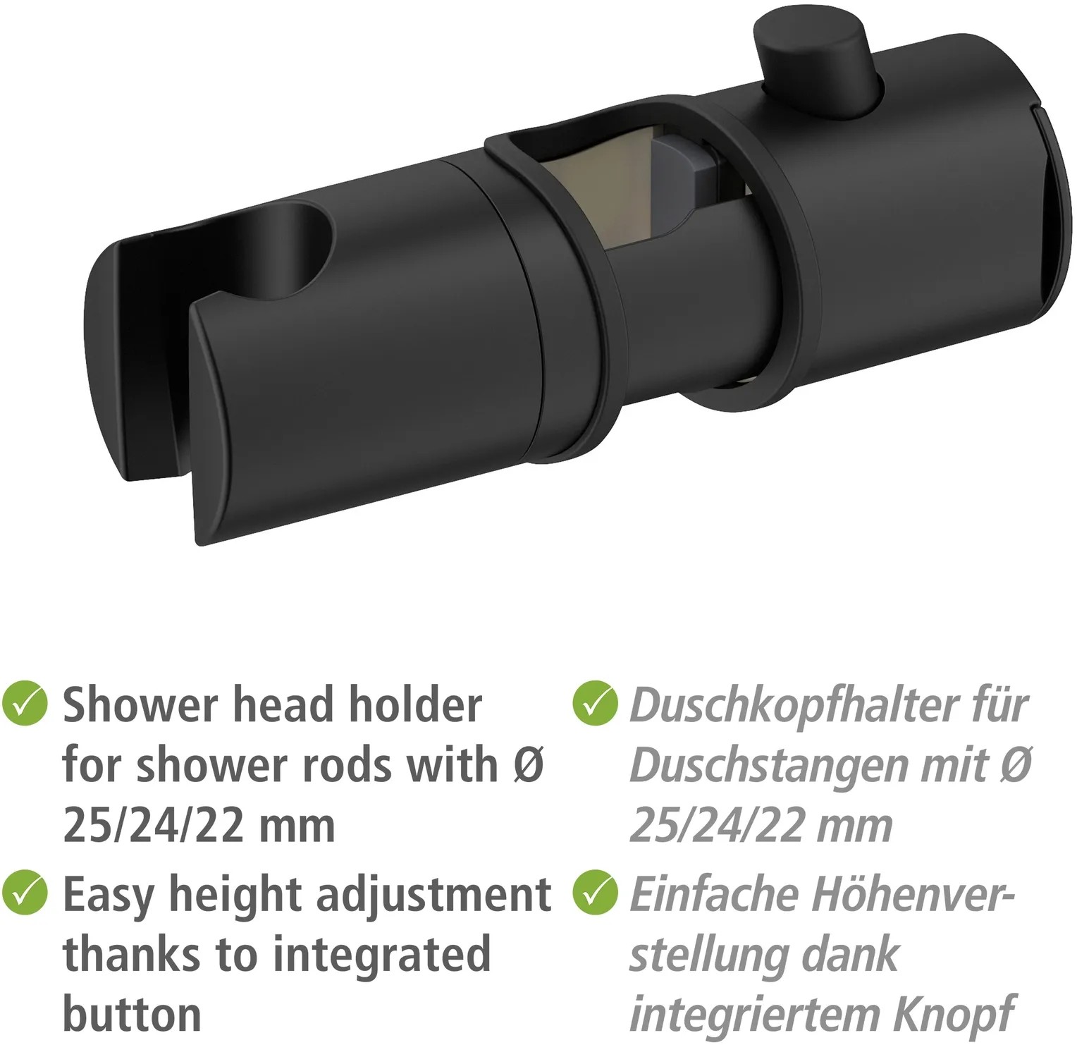 WENKO Brausehalter Libertà, Schwarz - Halter für Handbrausen in 2 Positionen, einfache Montage ohne Bohren: Tests, Infos & Preisvergleich