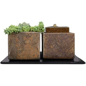Climaqua Fontaine de table Vida 11 : fontaine d'intérieur avec jardinière et soucoupe.