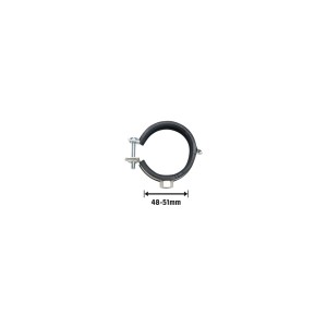 Collare di supporto insonorizzato, Ø 48-51 mm, in acciaio zincato con inserto in gomma.