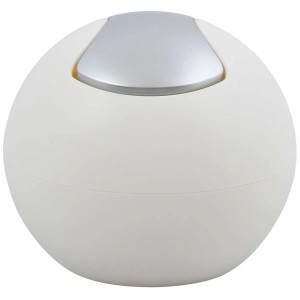 Cestino cosmetici bianco Spirella Bowl, 1 l, con coperchio basculante color argento.