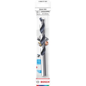 Punta elicoidale Bosch HSS per metallo, 10 mm, argento, in blister. Punta precisa per metallo con codolo cilindrico.