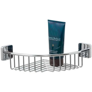 Panier de douche d'angle Tiger Onu en acier inoxydable avec finition chromée. Étagère de douche d'angle pratique.