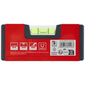 Einhell Taschenwasserwaage, 10 cm, rot, mit Magnet und Libelle. Ideal für präzise Messungen.