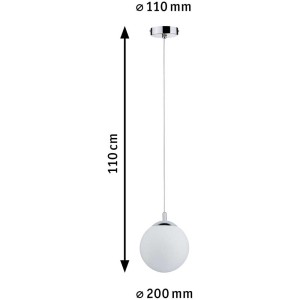 Lampada a sospensione Paulmann Globe, dimmerabile, IP44, cromo/satinato, con dimensioni