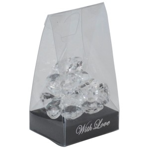 Strass decorativi trasparenti a forma di cuore, 18 pezzi, in confezione regalo.