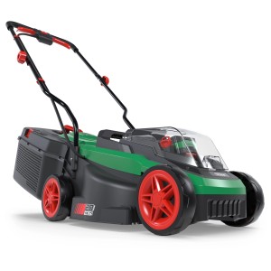 Tagliaerba a batteria Güde 320/20-4 con batteria e caricabatterie, verde/nero con dettagli rossi.