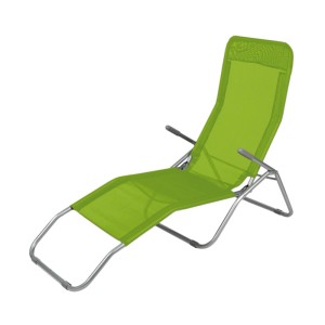 Lettino prendisole Siesta verde in metallo con rivestimento in tessuto per giardino e terrazza.