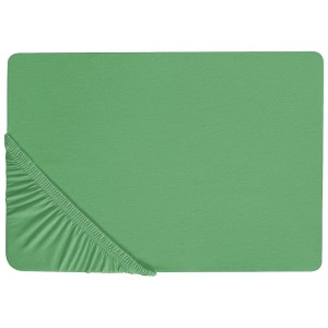 Lenzuolo con angoli Beliani Janbu verde in cotone, 160x200 cm.