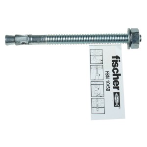 Fischer Ancoraggio bullone FBN II 10/50, ancora in acciaio con filetto, dado e rondella per fissaggi a tassello.