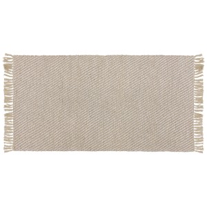 Tapis à poils courts beige Beliani Aladag, 150x80 cm, avec franges.